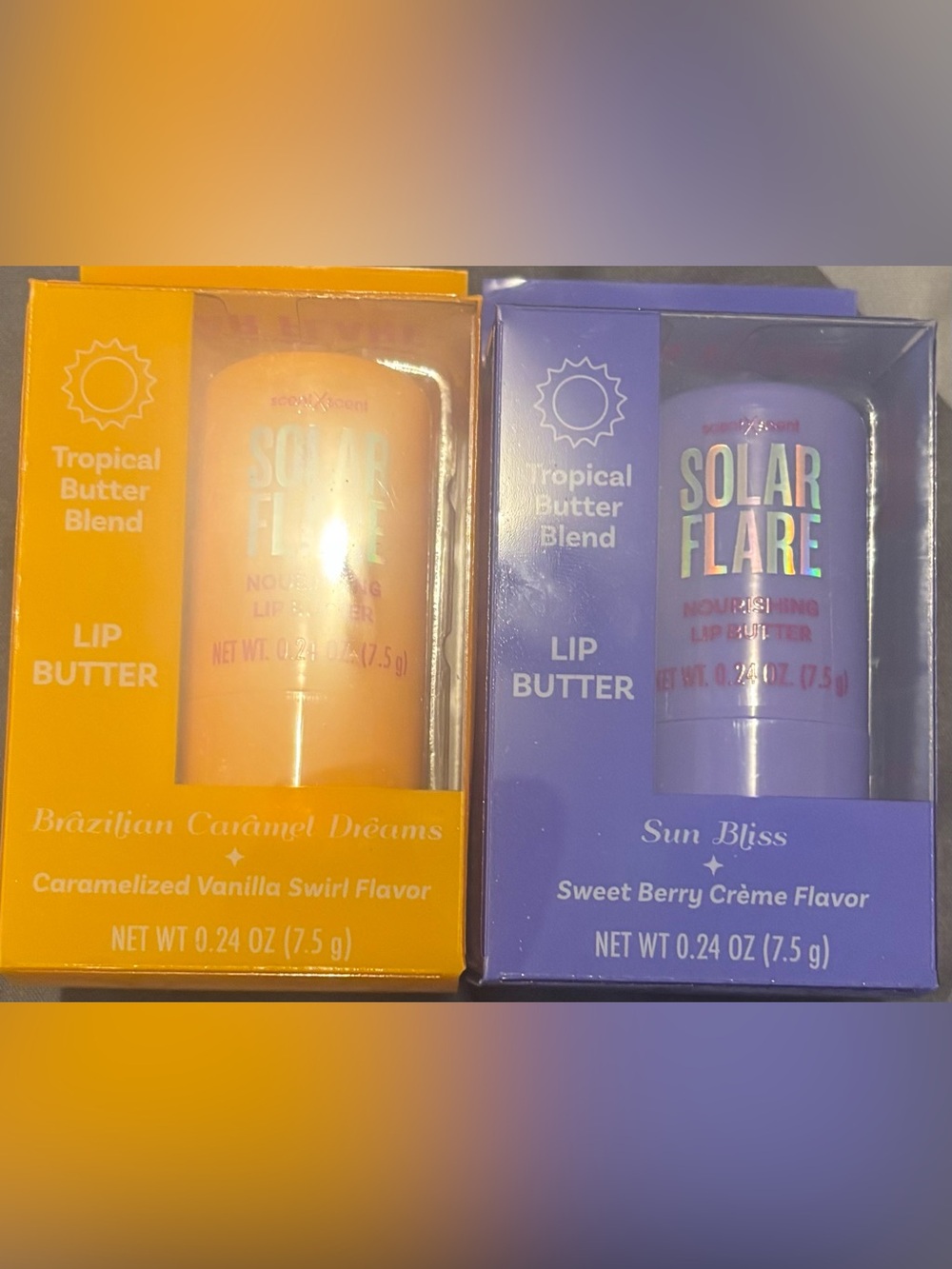 Solar Flare Tropical Butter Blend Lip Butter Duo - Orange & Purple